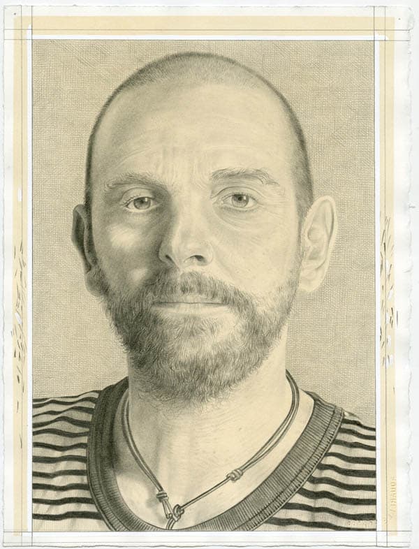 Portrait of the artist. Pencil on paper by Phong Bui.