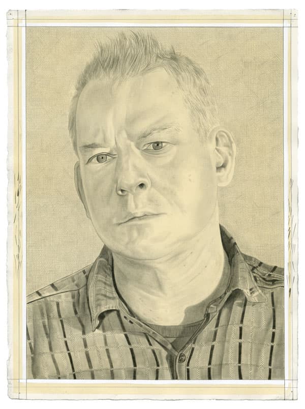 Portrait of the artist. Pencil on paper by Phong Bui.