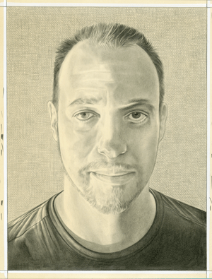 Portrait of the artist. Pencil on paper by Phong Bui.
