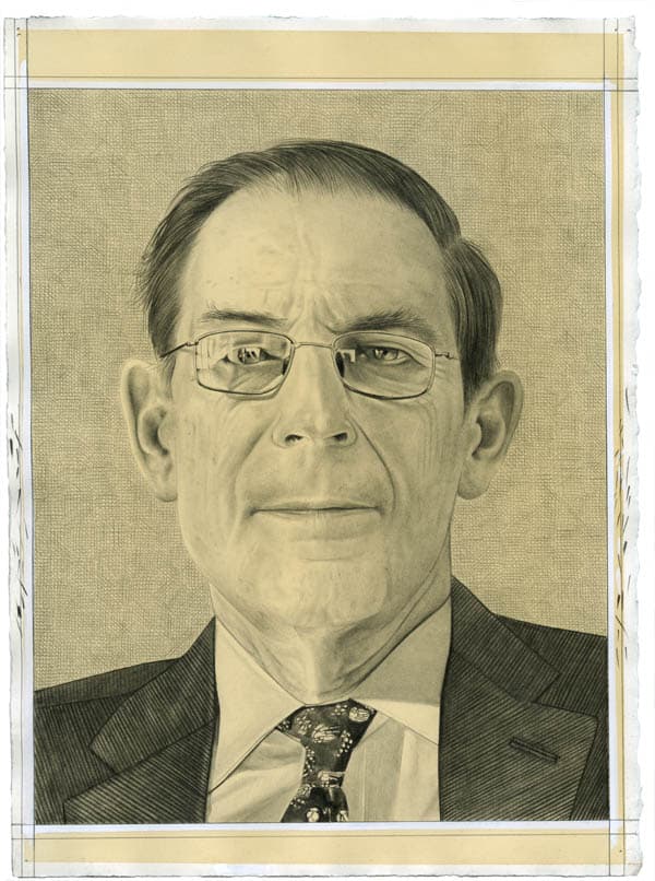 Portrait of Philippe de Montebello. Pencil on paper by Phong Bui.