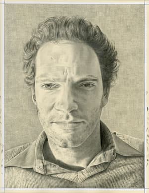 Portrait of the artist. Pencil on paper by Phong Bui.