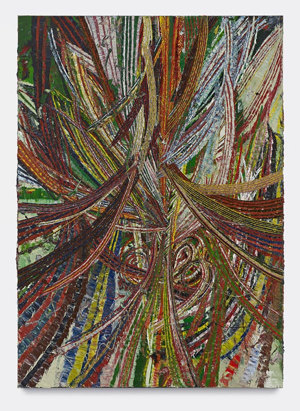 Mark Grotjahn, "Untitled (Circus No. 1 Face 44.18)" (2012). Oil on cardboard mounted on linen, 8 ́5 1/2 ̋ × 72 1/2 ̋. Collection Donald B. Marron, New York. Courtesy of Mark Grotjahn. Copyright Mark Grotjahn. Photo: Douglas M. Parker Studio.