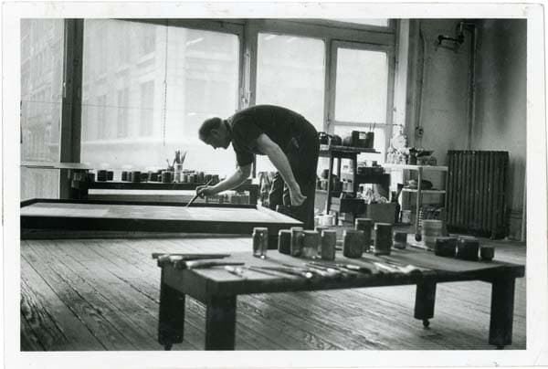 Ad Reinhardt painting in his studio, New York, 1962. Copyright Marvin Lazarus.