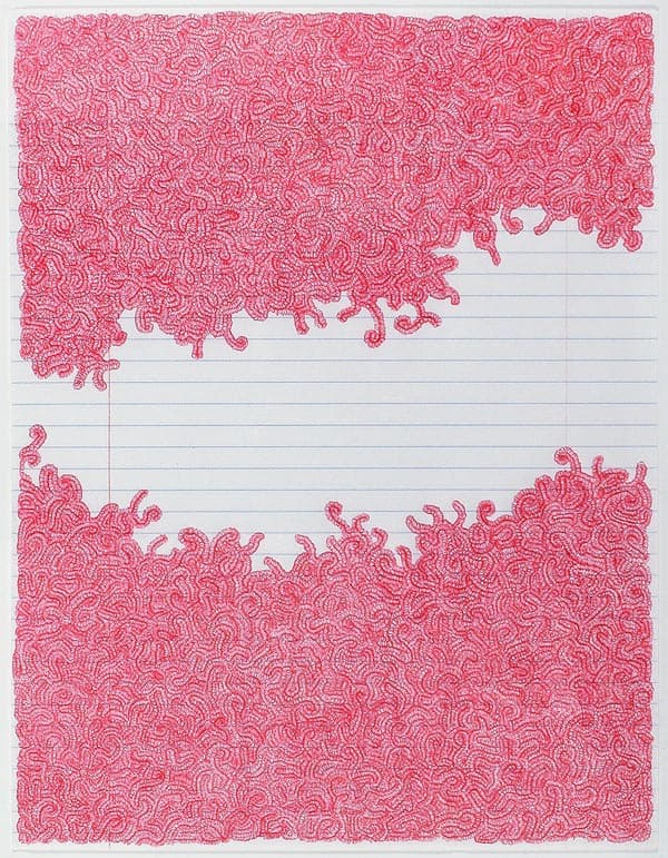 Lori Ellison, "Untitled," 2013. Ink on notebook paper, 11 × 8 ½˝. Courtesy the artist and McKenzie Fine Art.