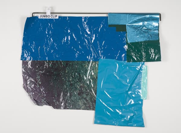Kelly Jazvac "Salp," 2012. Salvaged adhesive vinyl, steel, chip clips 29 x 42 x 1". Courtesy of the artist and Louis B. James.