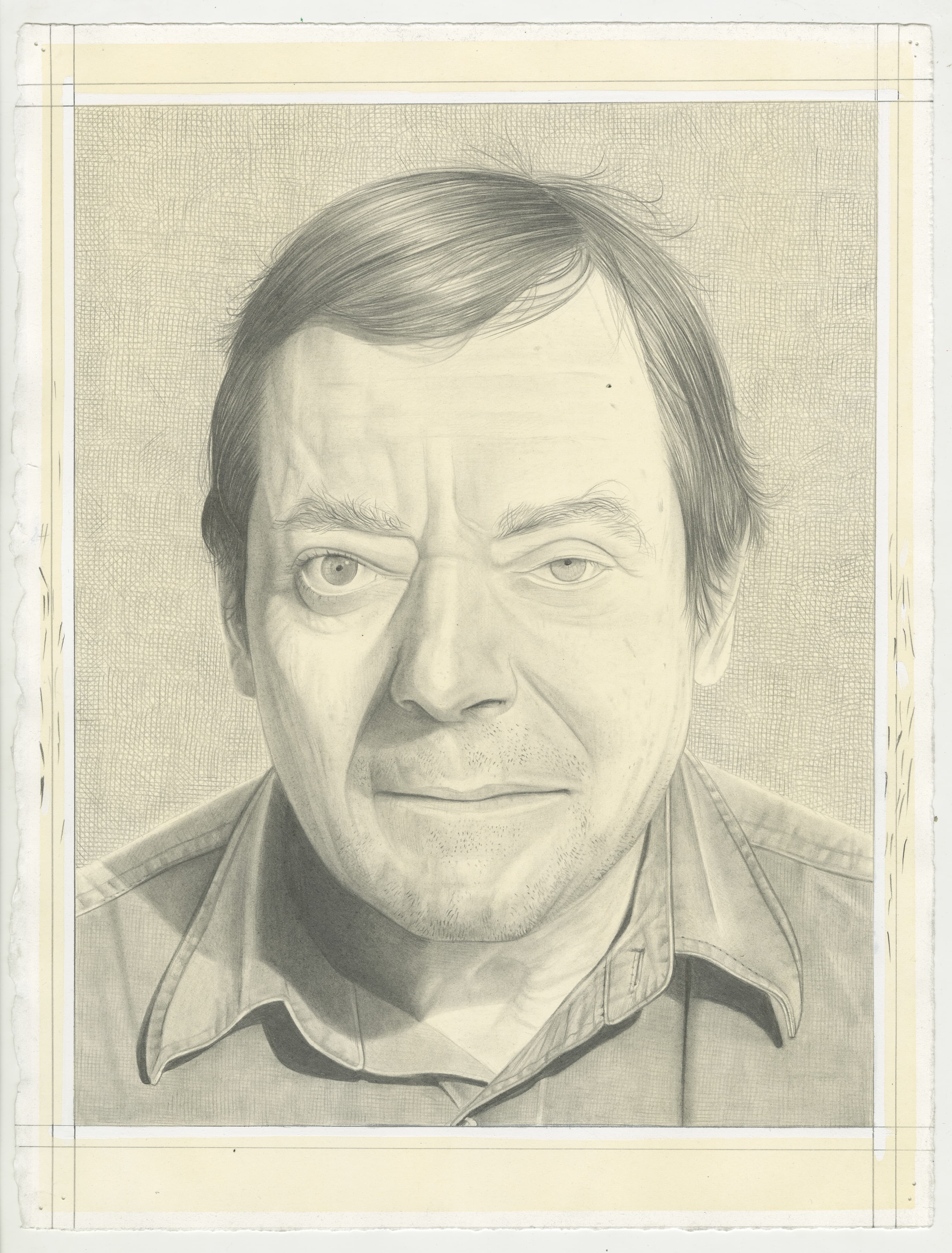 Portrait of Robert Ryman, pencil on paper by Phong Bui.