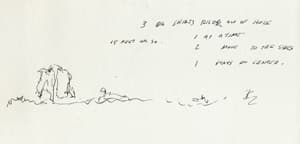 Robert Whitman. "3 Big Shirts from Hole." Sketch for some of the ideas from Passport, 2010.