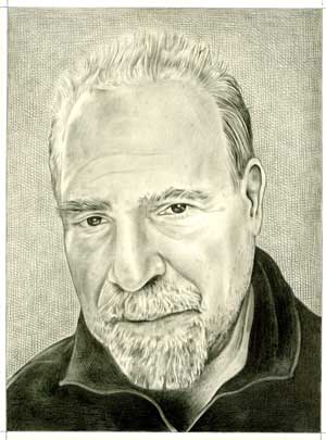 Portrait of the artist. Pencil on paper by Phong Bui.