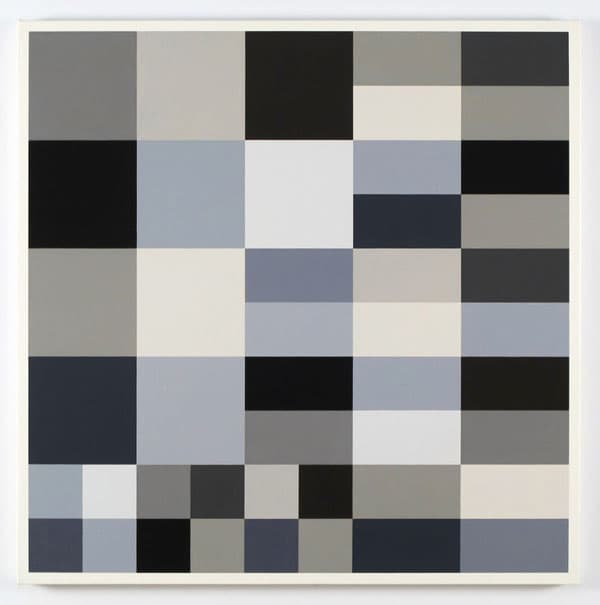 Cary Smith, "Grey Blocks #21," 2012. Oil on linen, 31 × 31 ̋.