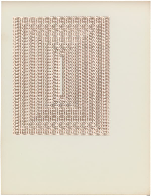 James Siena, "Untitled (Never Odd or Even)," 2013. Ink on paper, 11 x 8.5". Courtesy Sargent's Daughters Gallery.