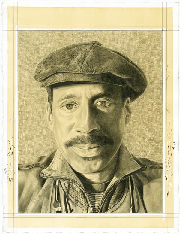 Portrait of the artist. Pencil on paper by Phong Bui.