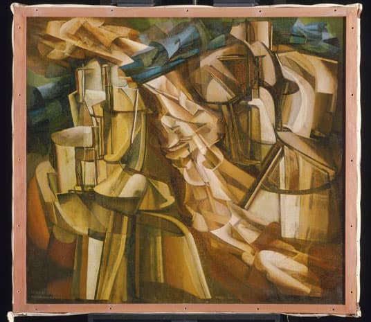 Marcel Duchamp, "The King and Queen Surrounded by Swift Nudes," 1912. Oil on canvas, 146 x 89 cm. Philadelphia Museum of Art, The Louise and Walter Arensberg Collection, 1950. © 2014 Photo The Philadelphia Museum of Art / ArtResource / Scala, Florence. © Estate of Marcel Duchamp / ADAGP, Paris 2014.