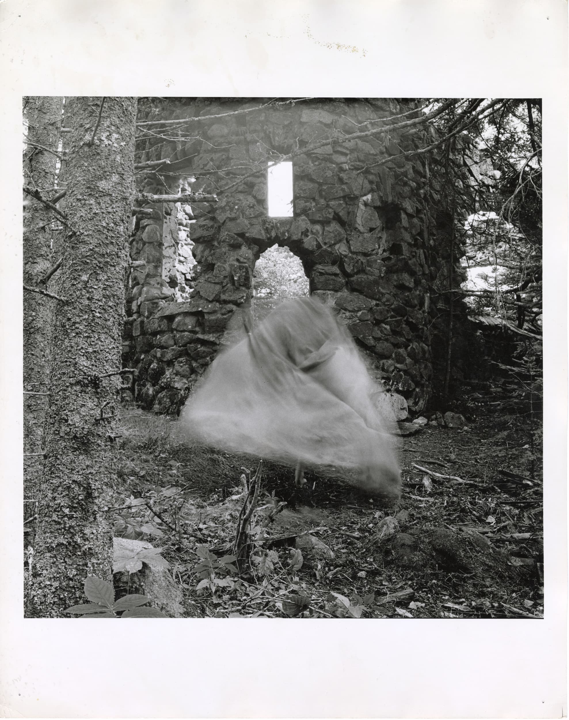 Mary Beth Edelson, The Sacred Manic Goddess Makes Tracks, 1978. Silver gelatin print. Courtesy the Estate of Mary Beth Edelson and Accola Griefen Fine Art.